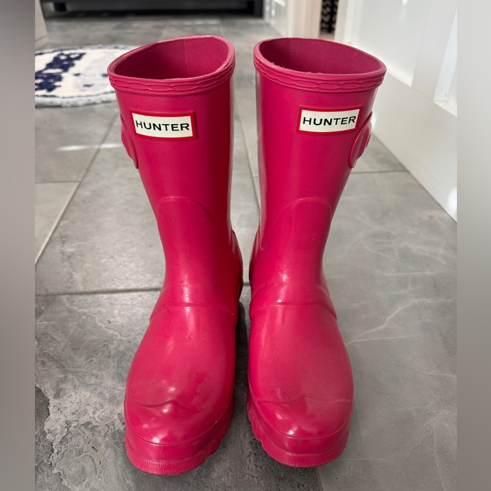 Hunter Vibrant Pink Fabric rain boots